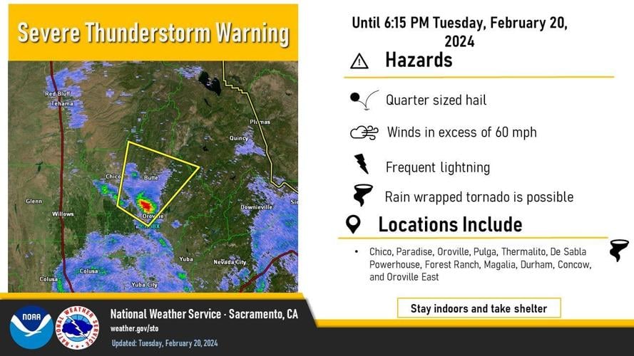Severe thunderstorm warning issued for cities in Butte County | News ...