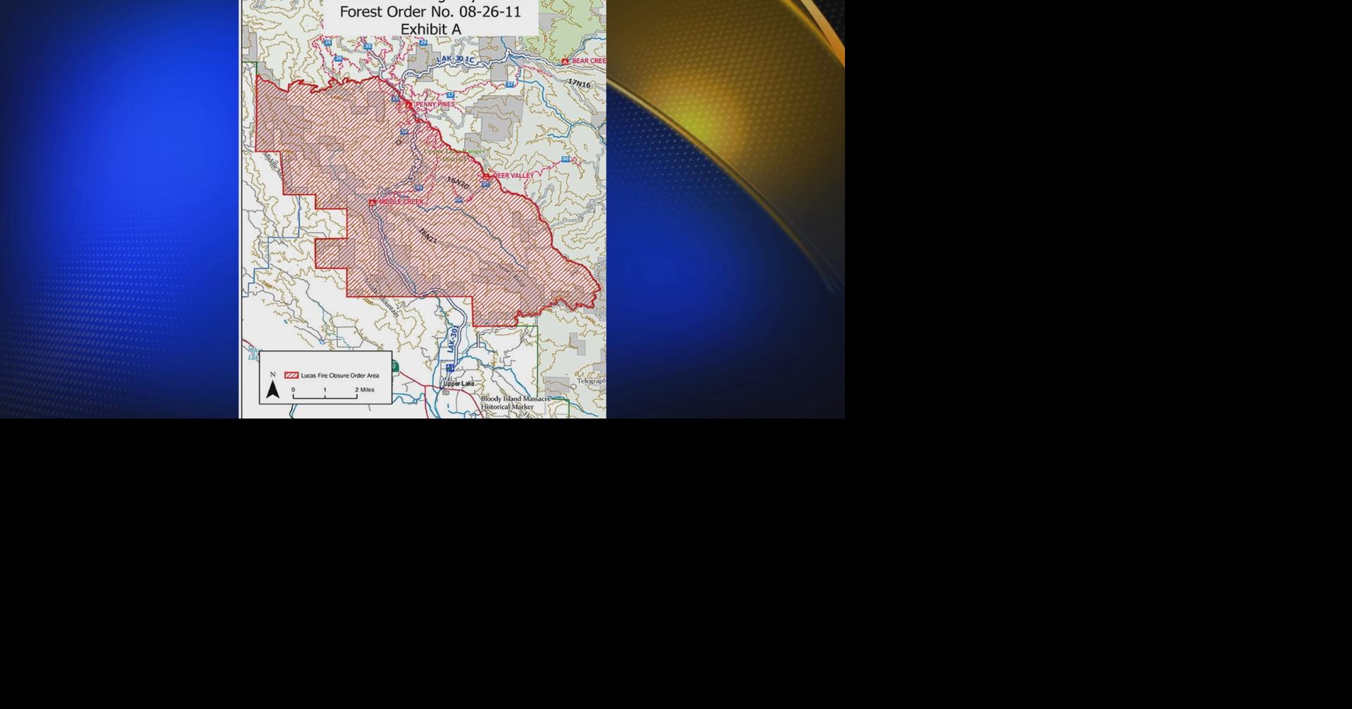 Lucas Fire closes part of Mendocino National Forest