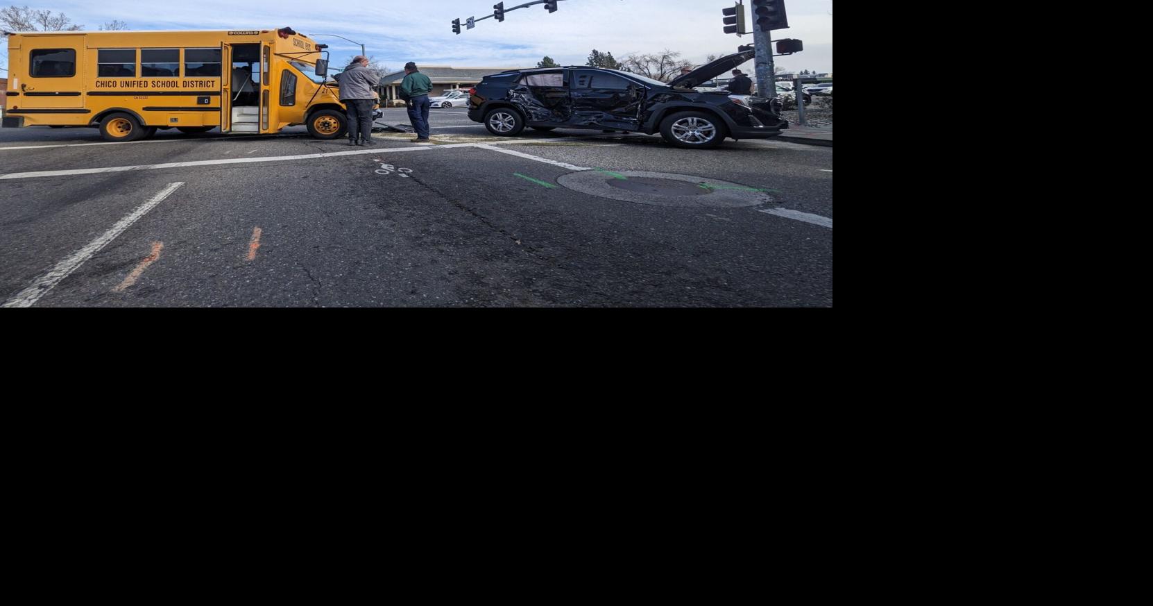 Woman sent to hospital in school bus, SUV crash | Local | actionnewsnow.com