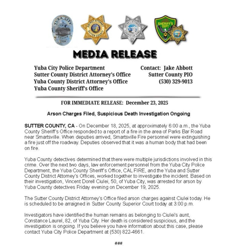 Yuba City man arrested on arson charges after authorities find human ...