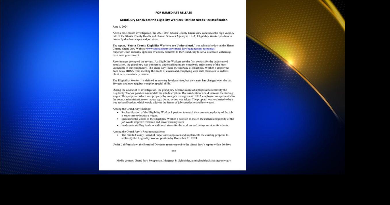 Shasta County Grand Jury: Eligibility workers are undervalued News