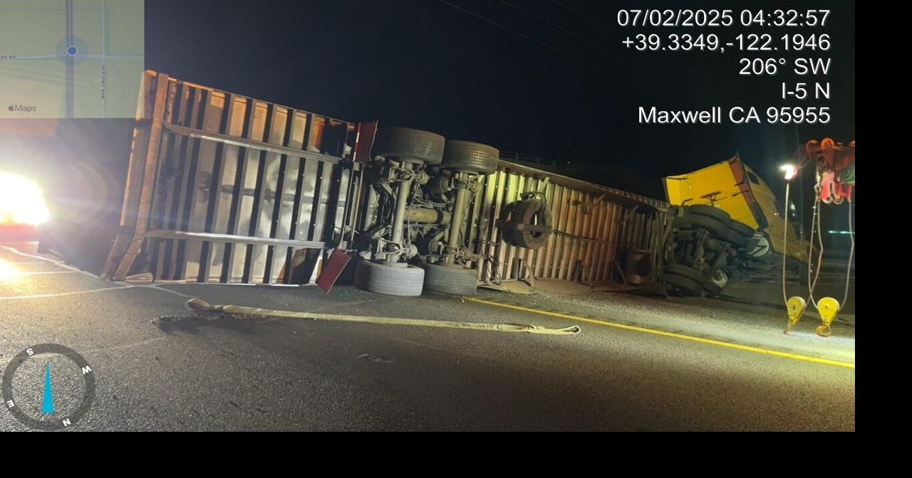 Rollover crash involving semi truck causes shutdown of northbound ...