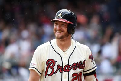 Atlanta Braves Third baseman Josh Donaldson looks on during the MLB