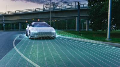Autonomous,Self-driving,3d,Car,Moving,Through,City,Highway.,Visualization,Concept: