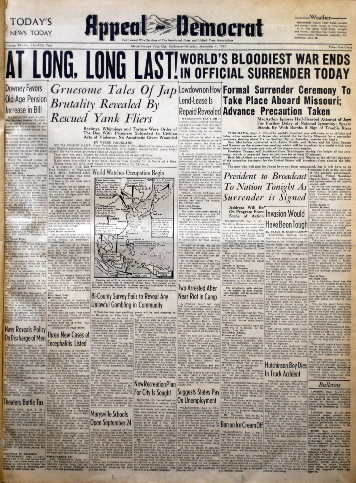 70 Years Since The End: Surrender spared invasion | News | appeal-democrat.com
