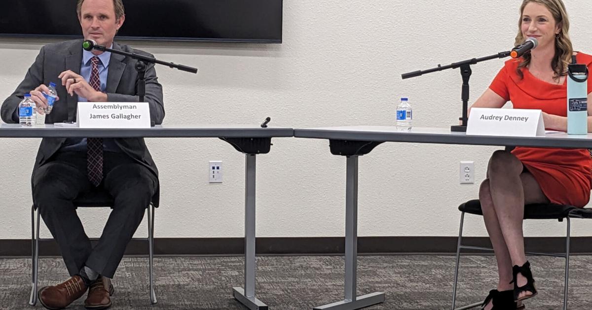 Gallagher and Denney debate ideas in Yuba City, both turn fire at missing Sen. McGuire