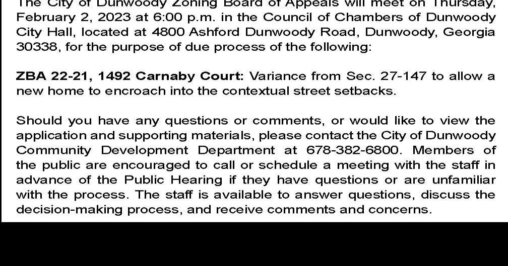 Public Hearing Zone Board of Appeals Legal Notices