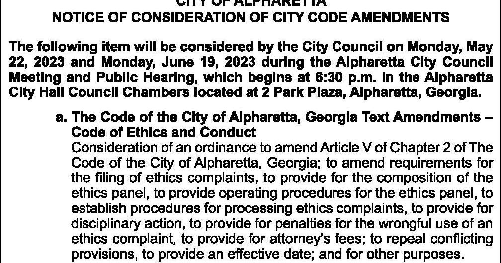 Notice of Consideration of City Code Amendments | Legal Notices ...
