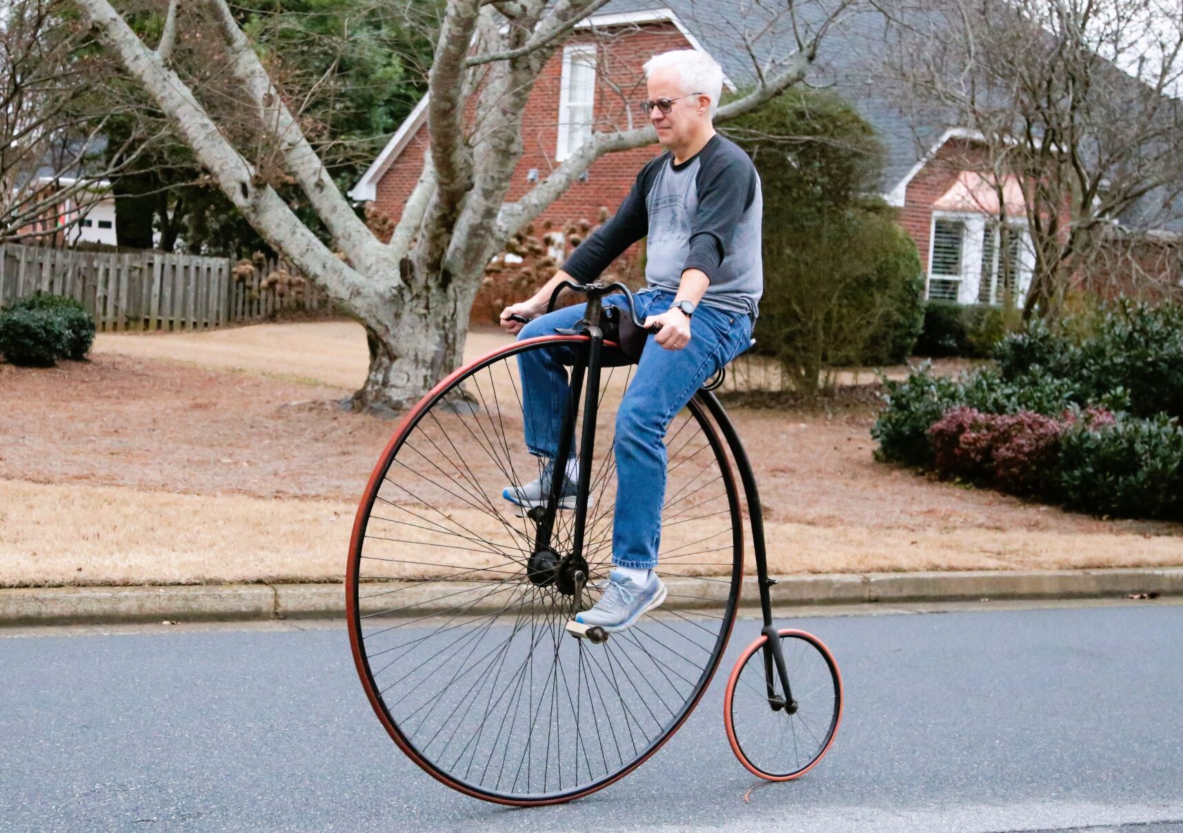 Old fashioned bike with best sale big wheel