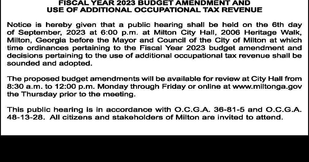 Fiscal Year 2023 Budget Amendment and Use of Additional Occupational