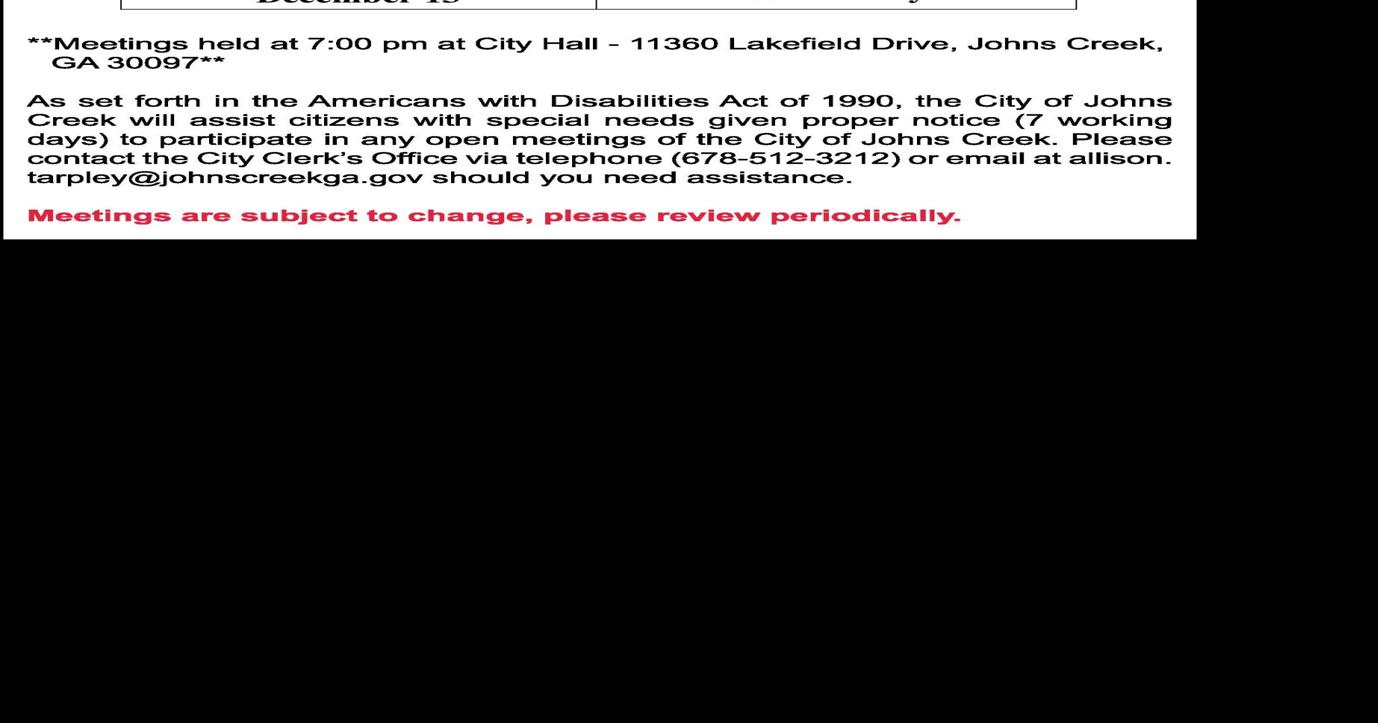 Public Notice 2023 Public Meeting Calendar Legal Notices
