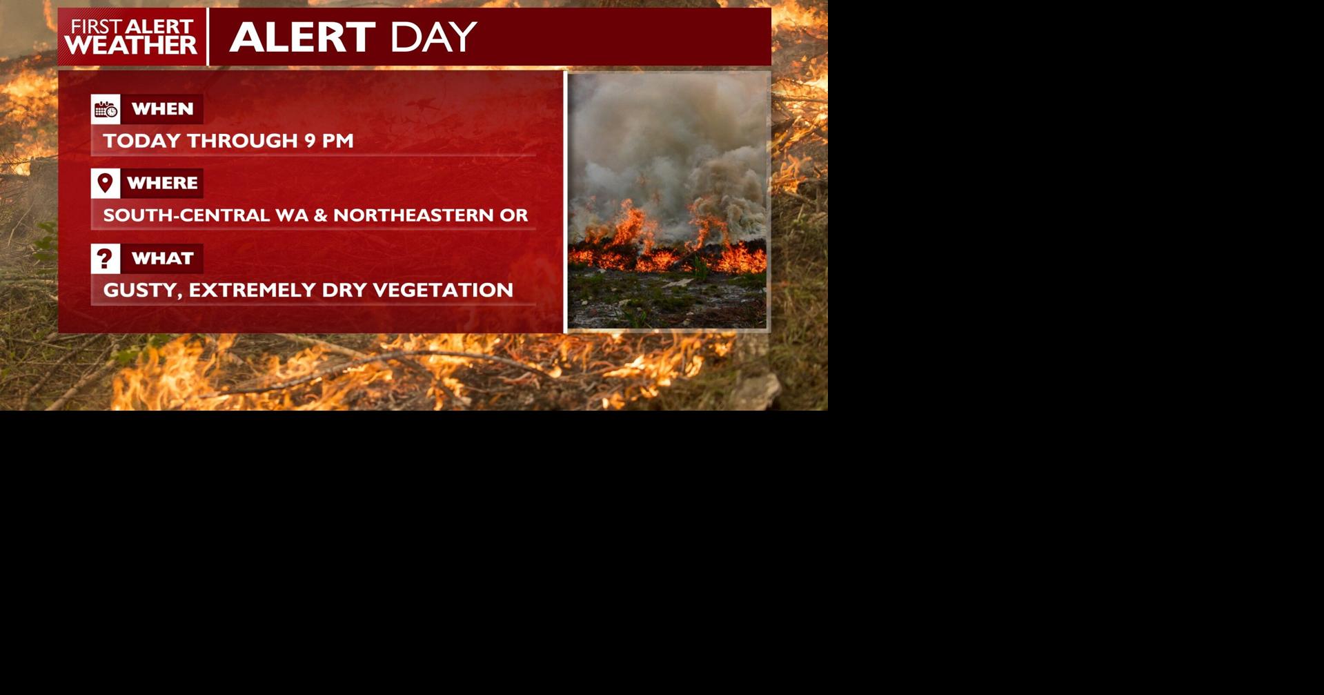 Red Flag Warnings Issued Due to High Fire Danger with Gusty Winds and Low Humidity.