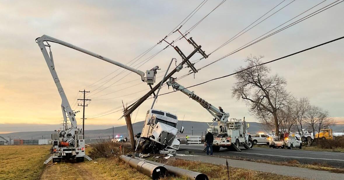 Semi snaps power pole on Piert Road in Benton County | News ...