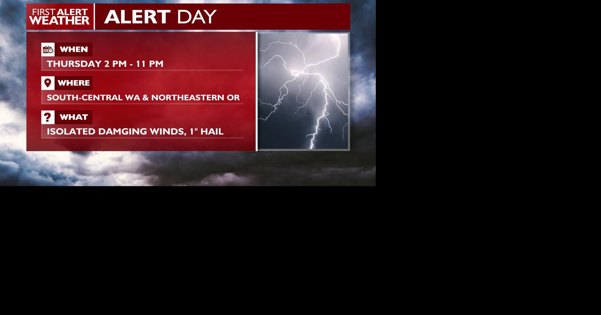 Isolated risk for damaging winds, hail threat for Thursday 2 PM - 11 PM