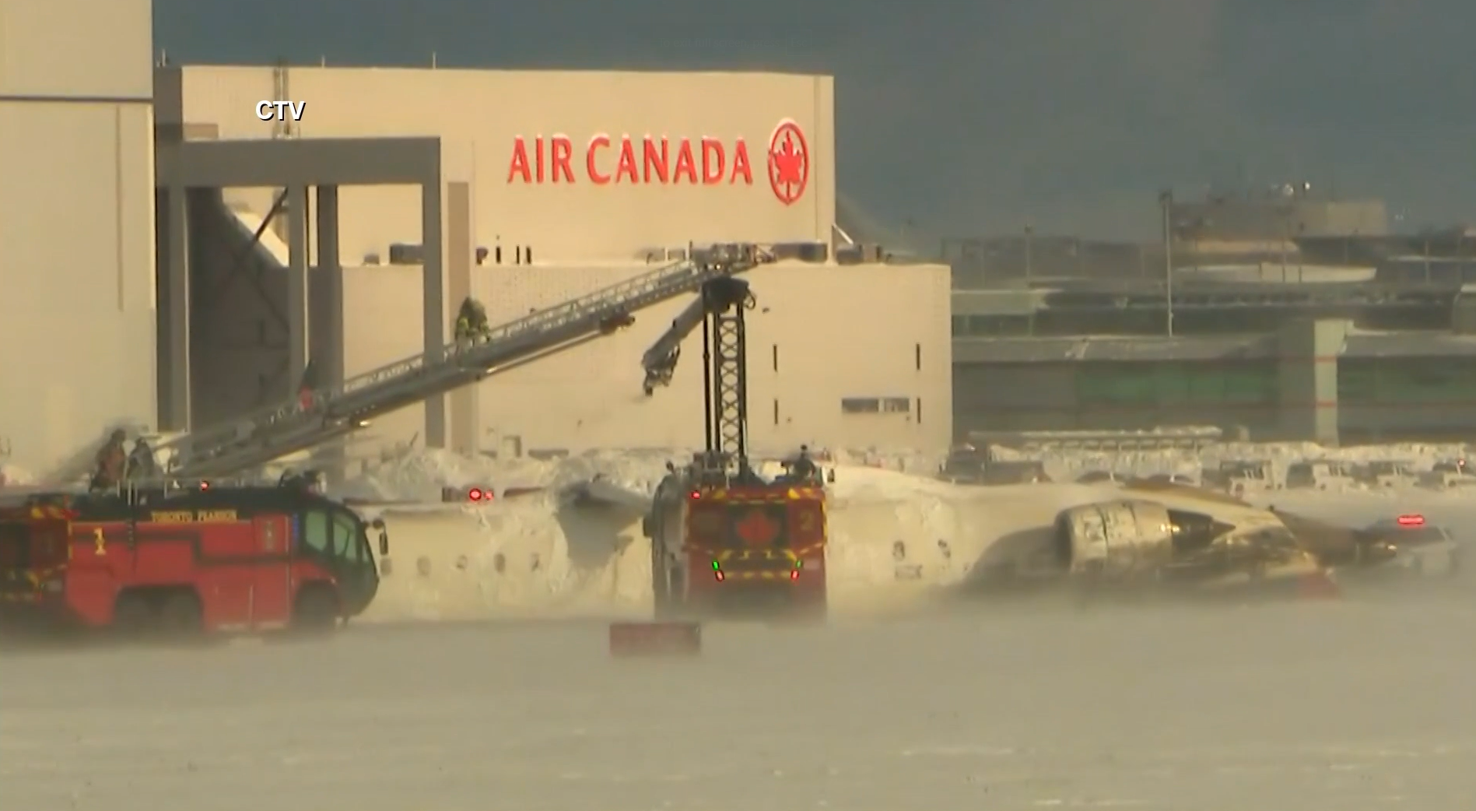 Emergency teams respond to Delta plane crash at Toronto Pearson Airport