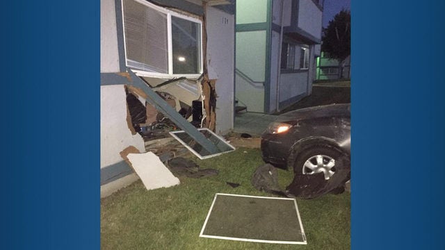 No injuries reported after car slams into apartment building | Local ...