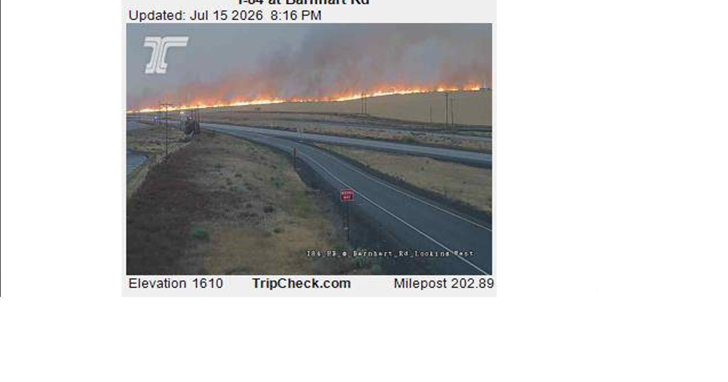 Wildfire burning off of I-84 in Umatilla County now contained, in mop-up