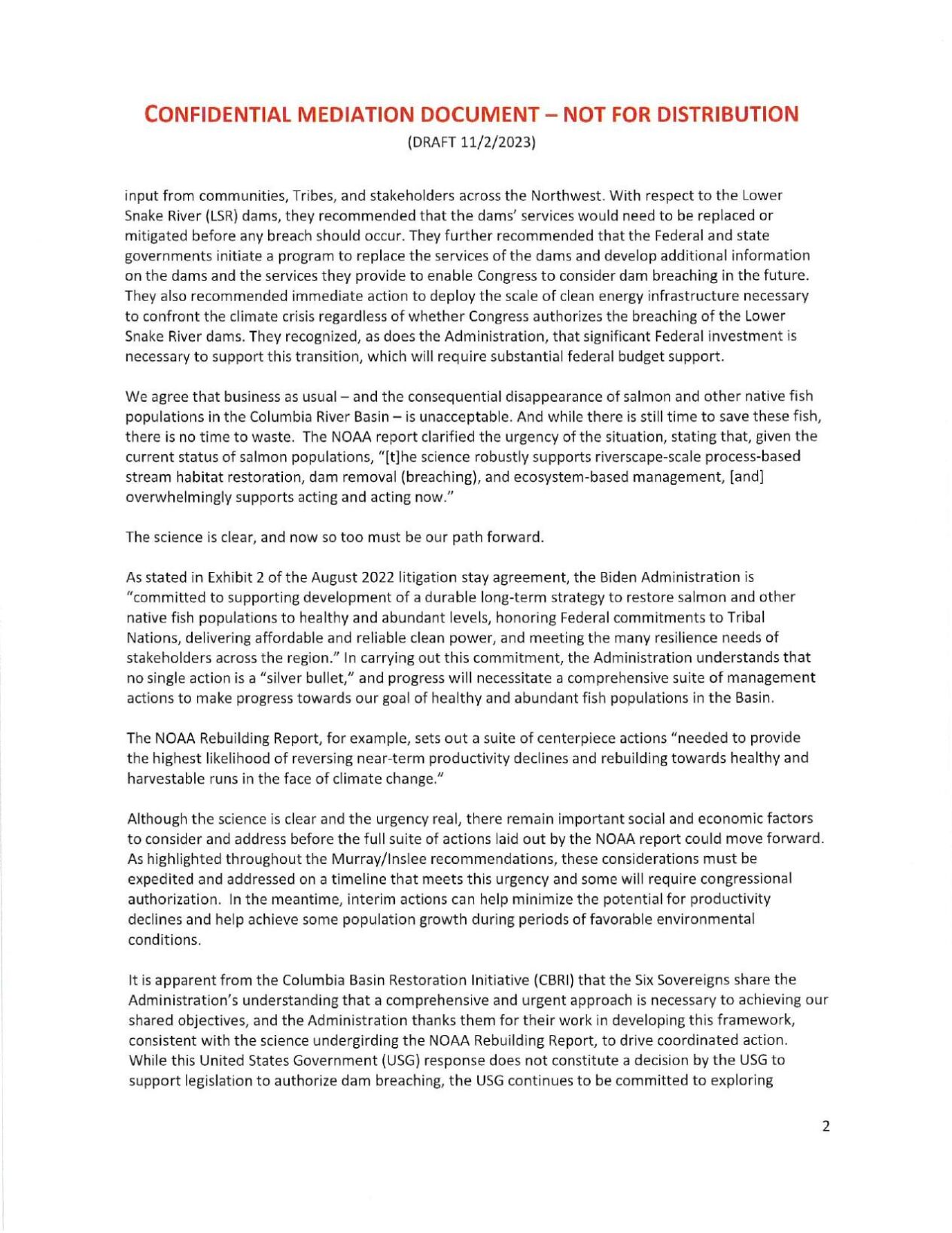 Despite rumors, &lsquo;confidential&rsquo; Snake River mediation draft doesn&rsquo;t 
