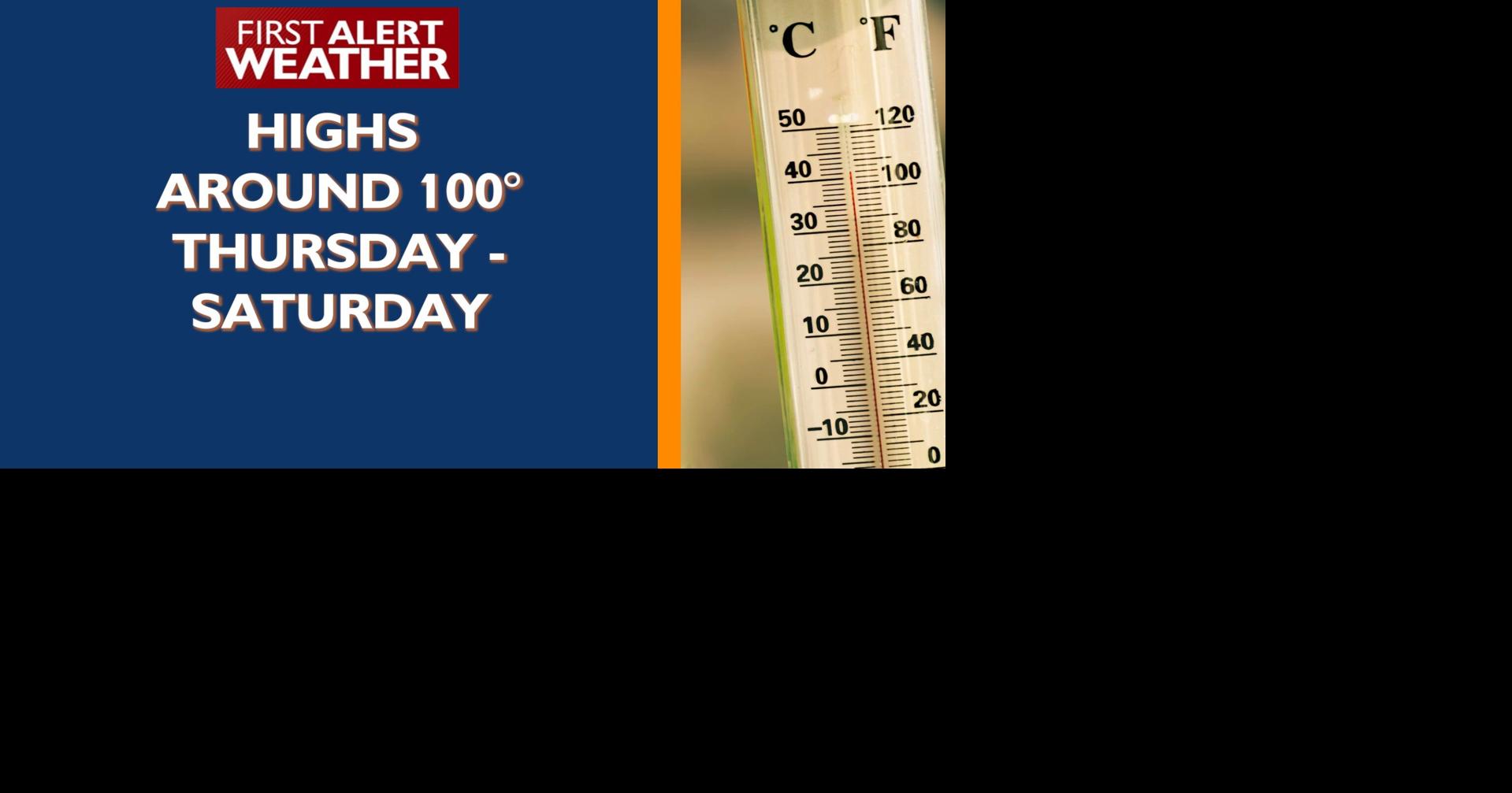 Smoke thinning Thursday & Friday, highs around 100° Thursday - Saturday