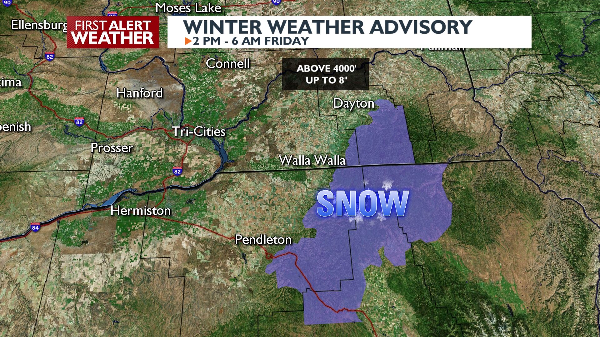 Winter Weather Advisory For Blue Mountains With Up To 8 Inches Of Snow ...