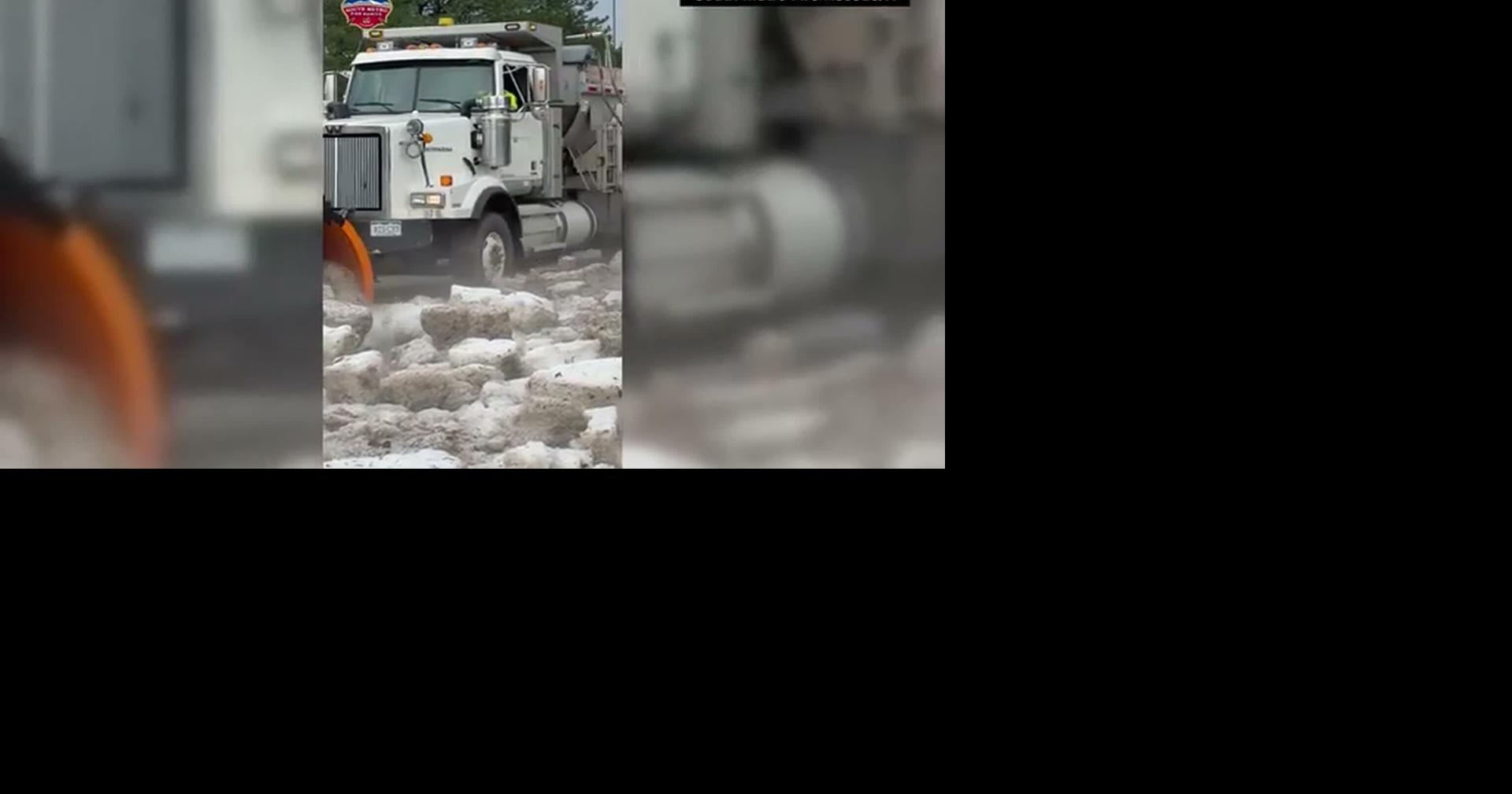 RAW: CO: SNOWPLOW TRUCKS CLEARS ROAD AFTER HAILSTORM