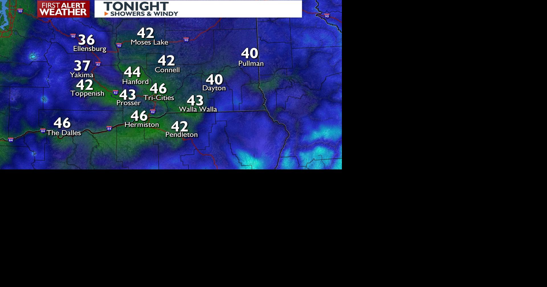 Breezy conditions and scattered showers tonight; temperatures in the ...