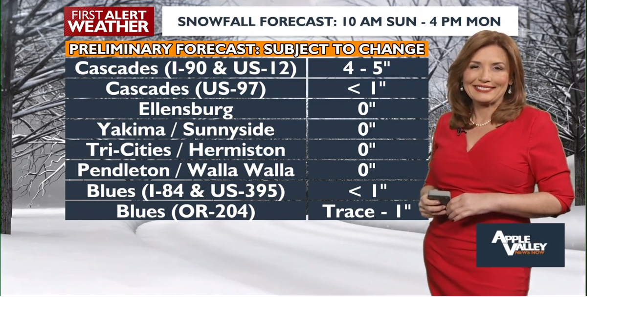 Widespread Rain Expected, Snow in Mountains on Sunday