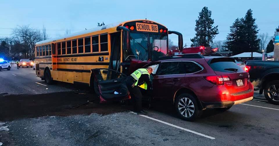 Children unharmed after car collides with school bus in Ellensburg ...