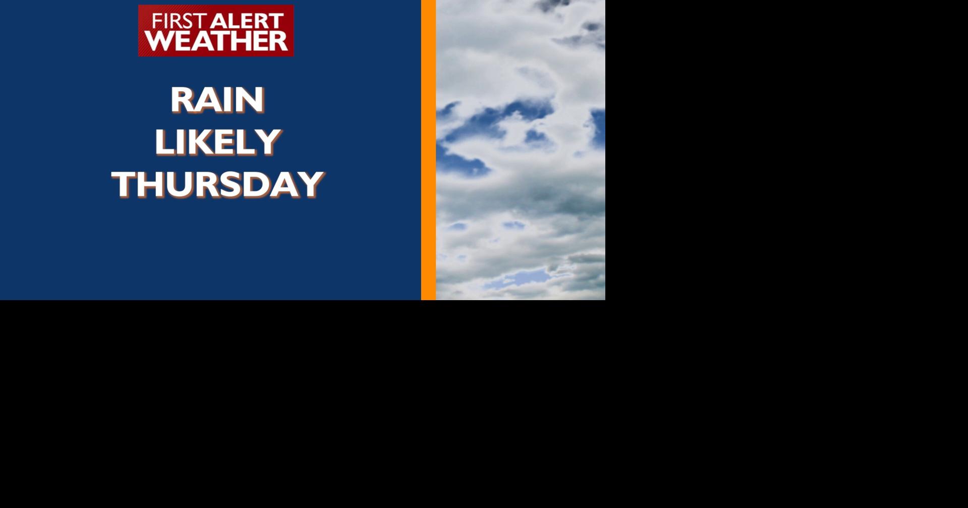 Rain likely Thursday, gusty through Friday