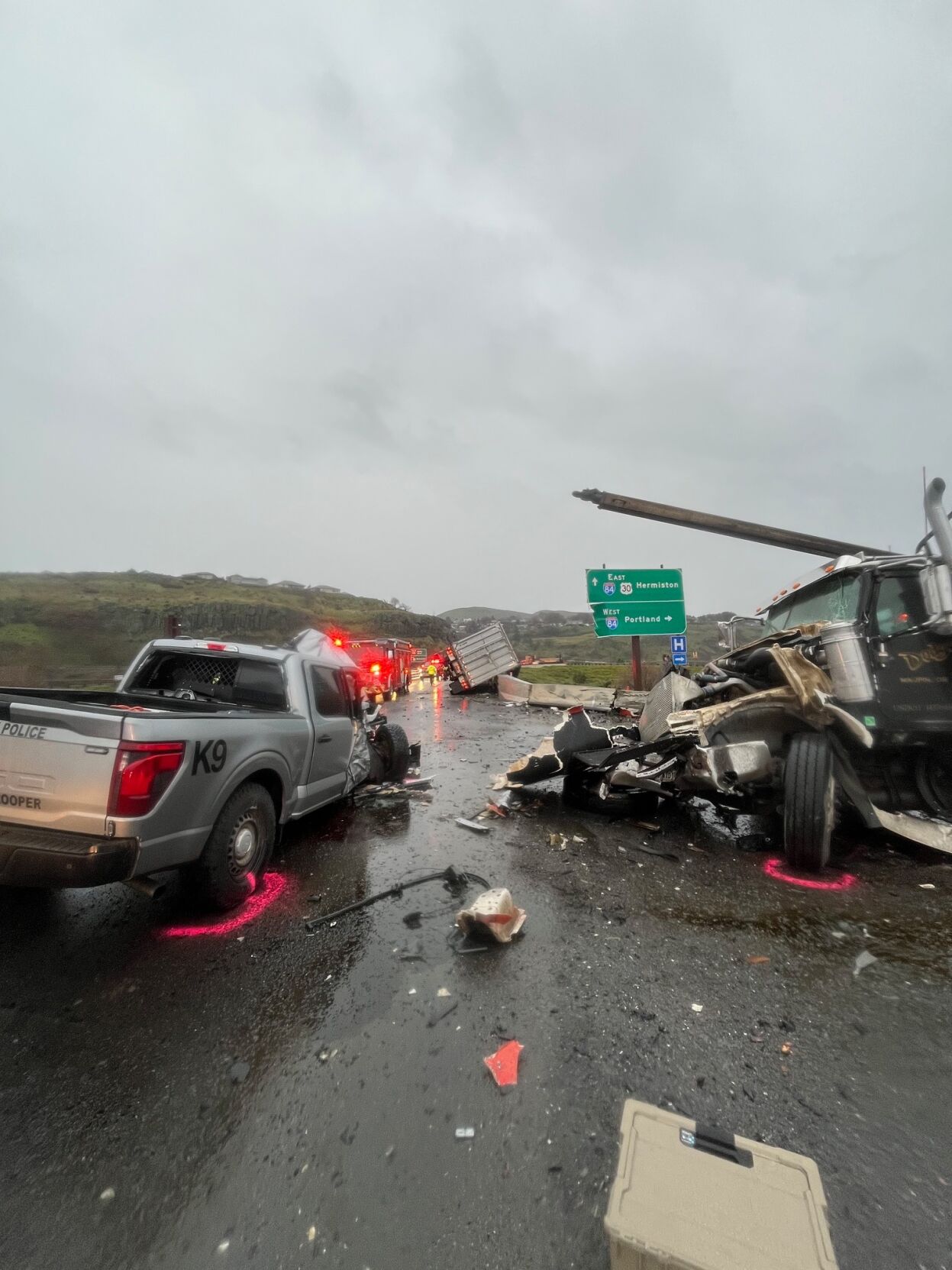 Oregon state troopers hospitalized after crash involving two semi ...