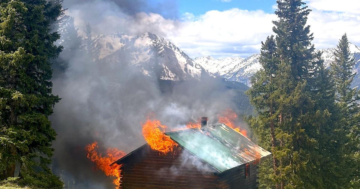 Grant's Cabin, on back side of Ajax, damaged by fire today