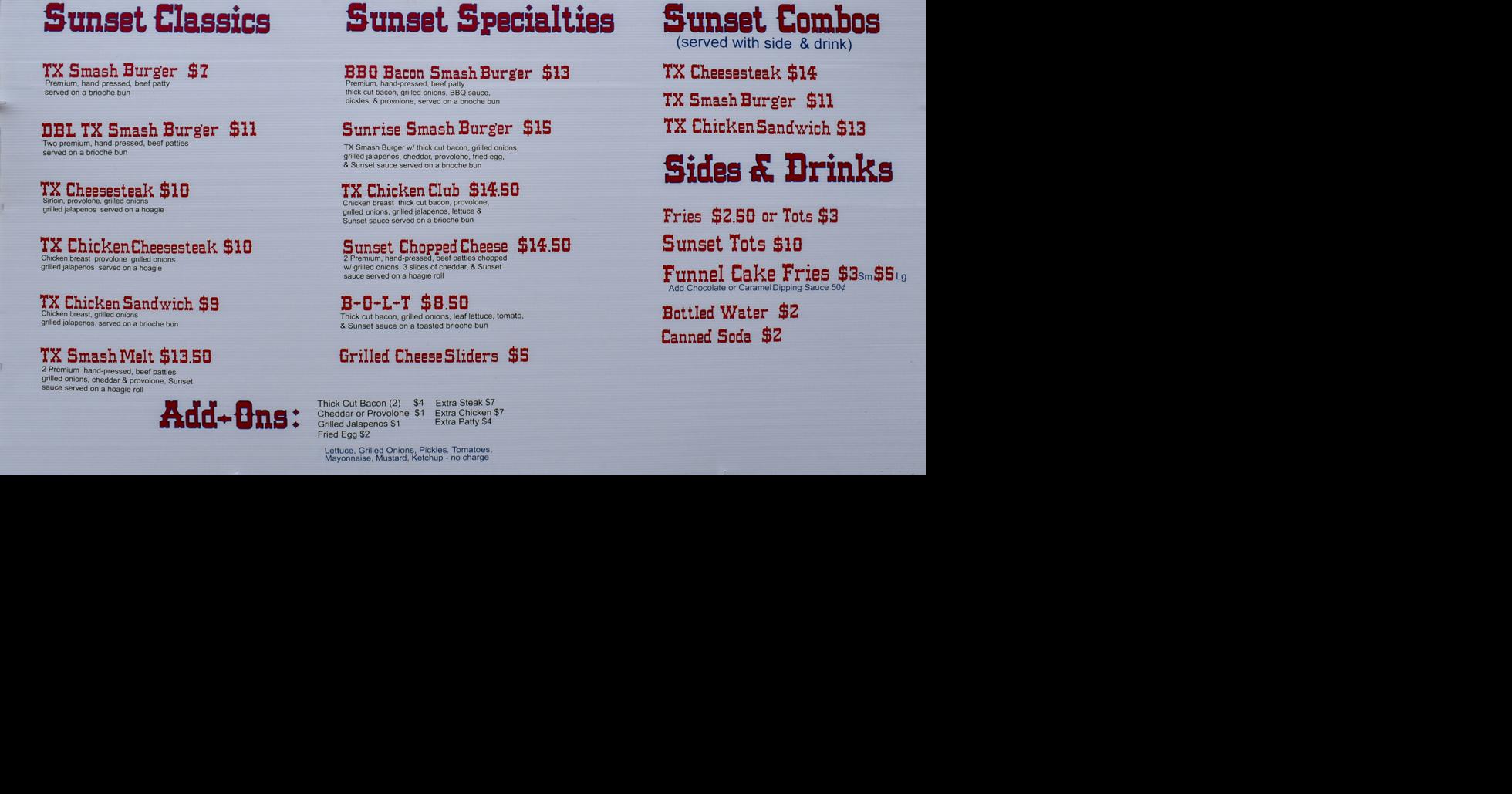 Sunset Jr.'s Menu Photos