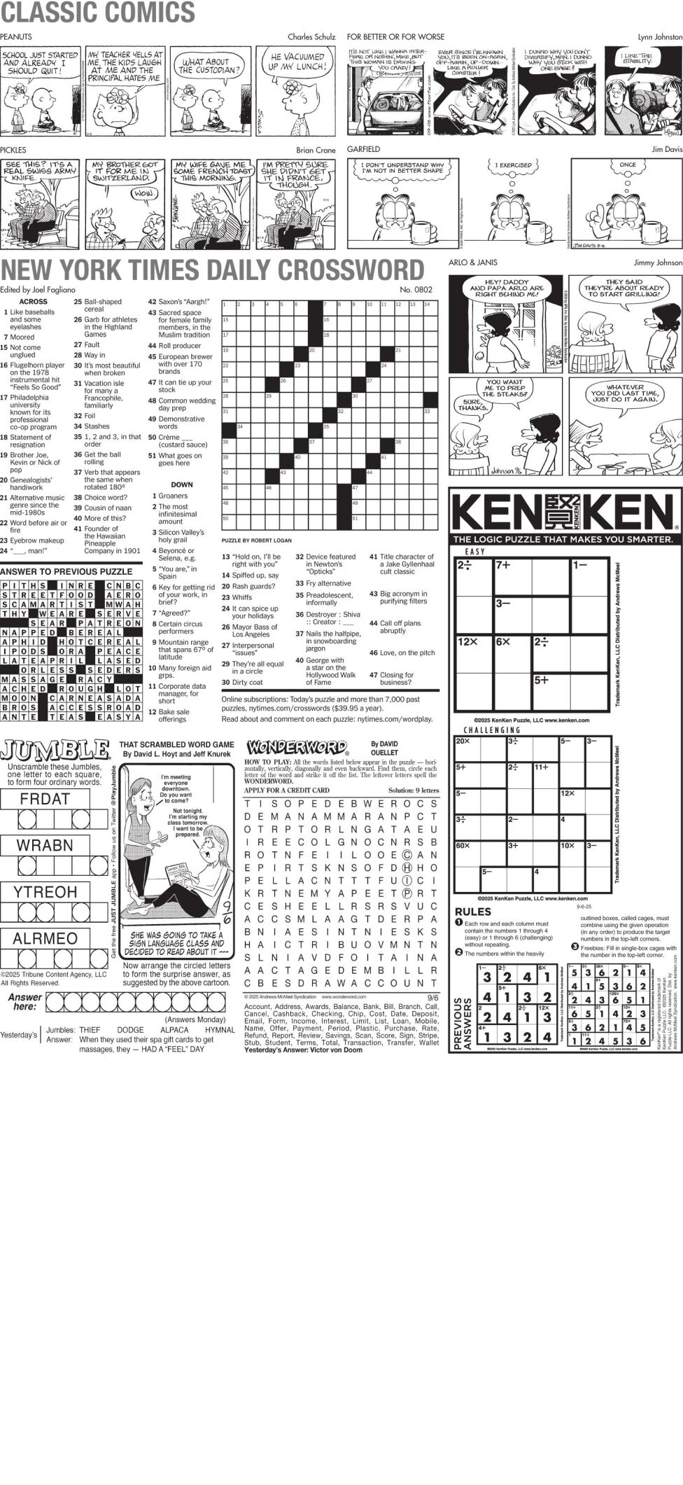 Comics/Puzzles, Sept. 6, 2025, pg 2
