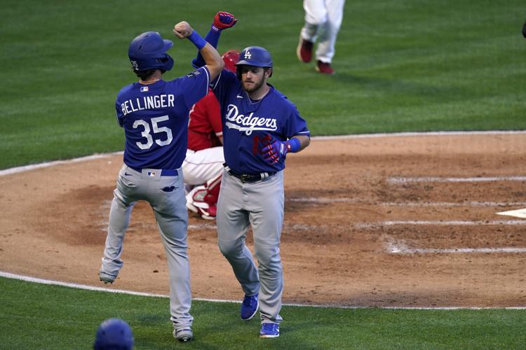 Dodgers pitcher Brandon McCarthy congratulates Blue Jays Josh