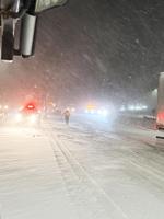 Late winter blizzard blocks freeway