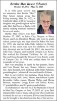 Obituary: Bertha Mae Kruse (Moore), 1942-2023