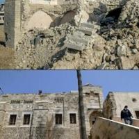 Gaza’s al-Basha museum, where Napoleon once stayed, before and after it was...