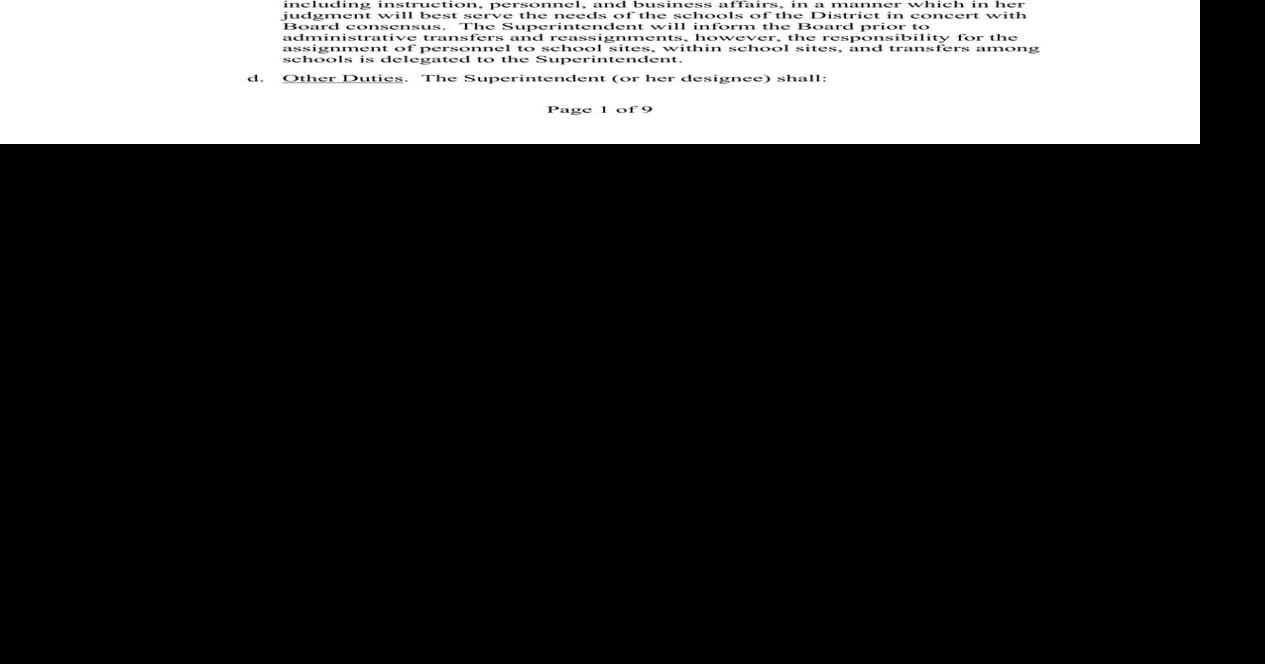 Fairfax School District superintendent contract for Regina Green