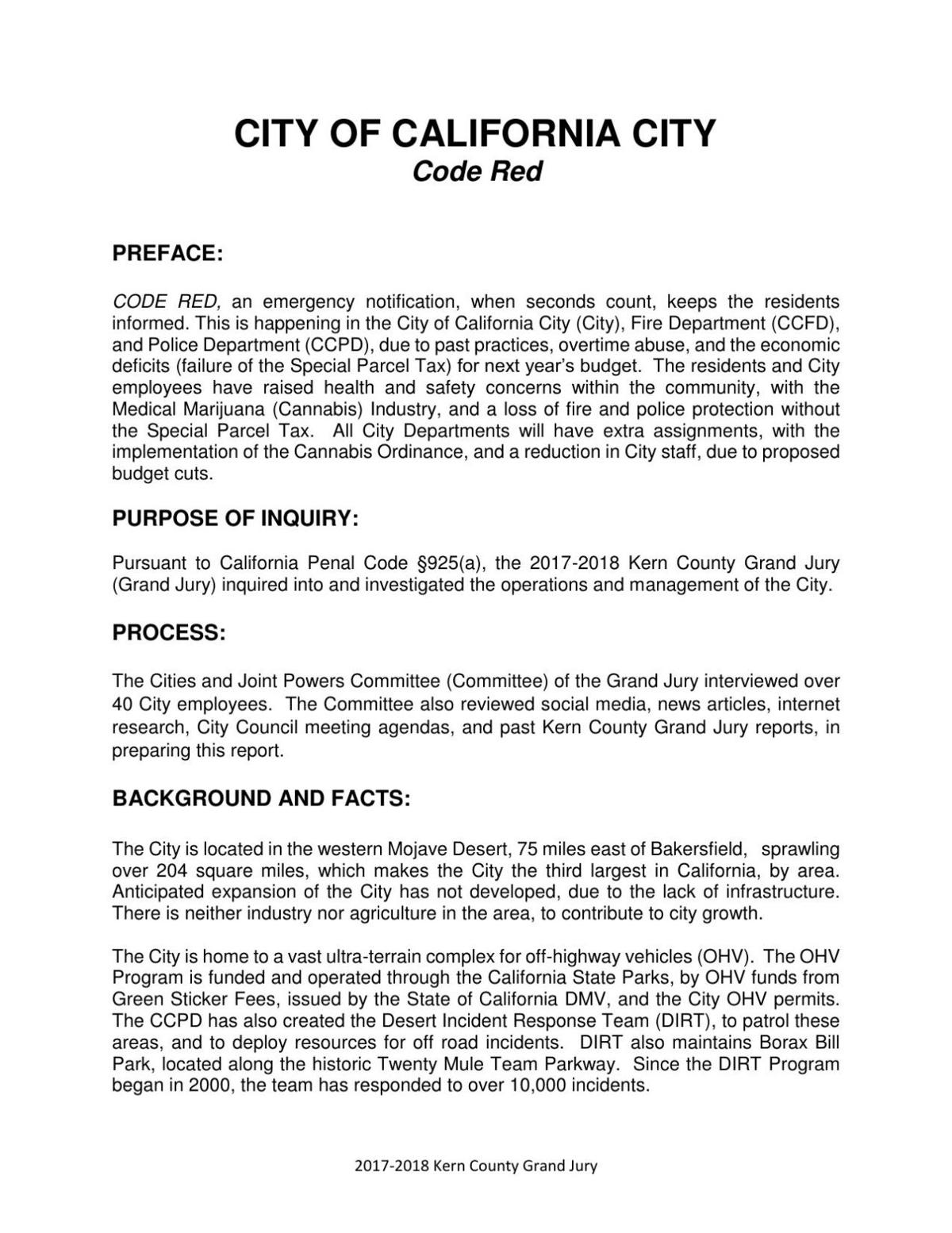 Grand jury report on California City