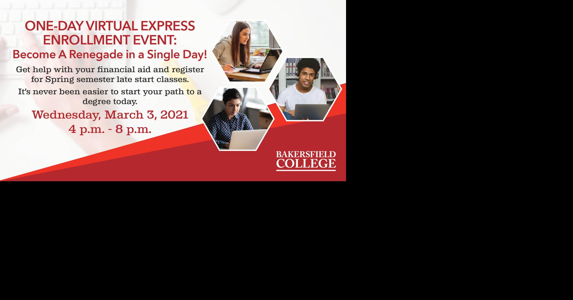 Bakersfield College offering express enrollment event Wednesday for