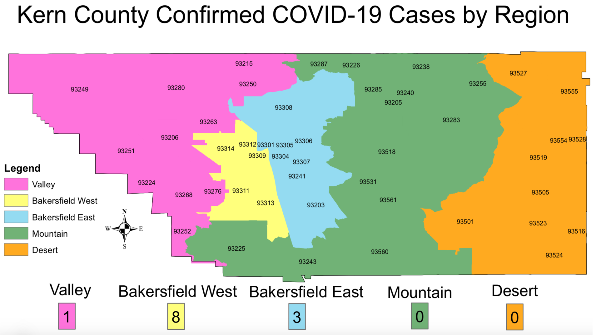 Bakersfield Ca Zip Code Map UPDATED: 13 Kern residents now have coronavirus, health officials 