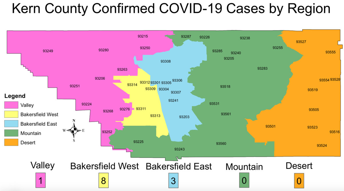 kern county zip code map Updated 13 Kern Residents Now Have Coronavirus Health Officials kern county zip code map
