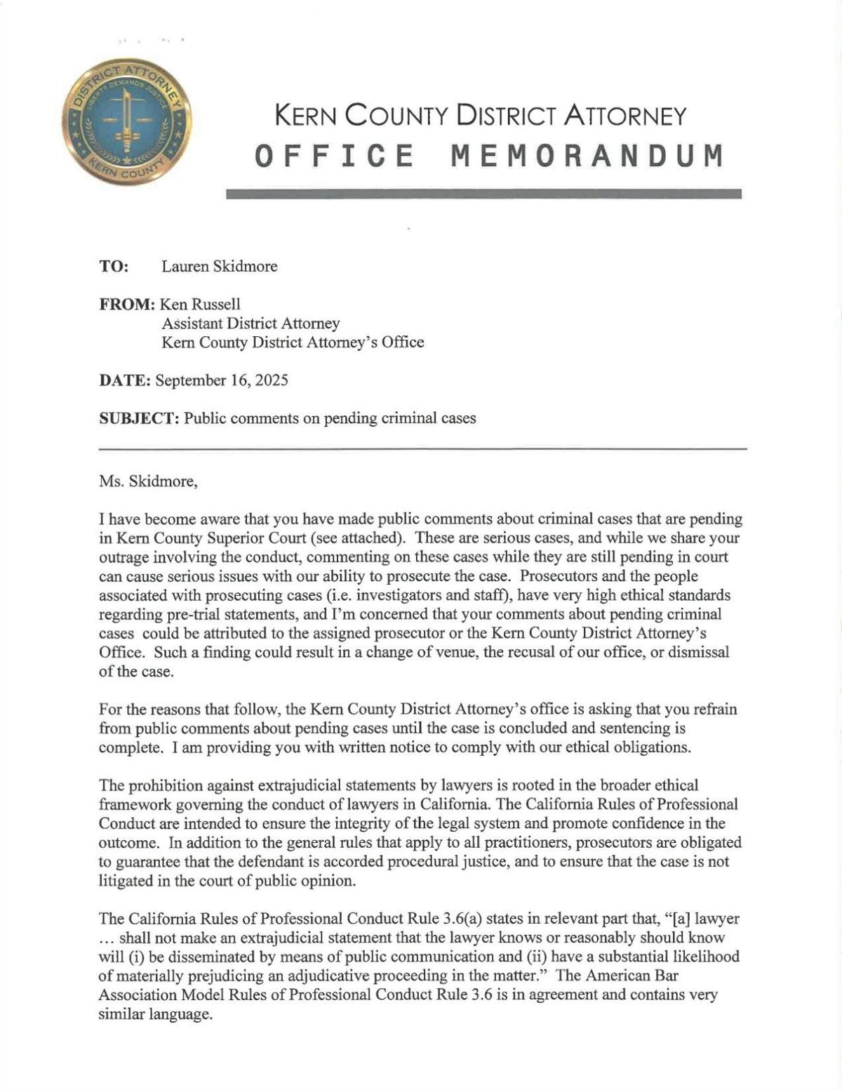 September letter