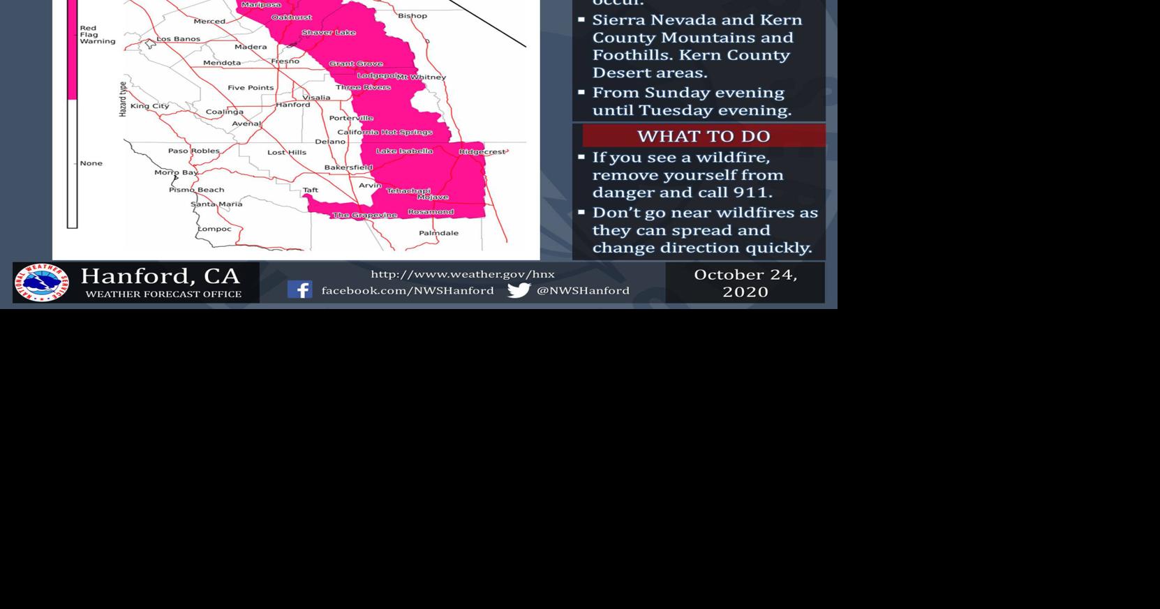 Kern to remain under red flag warning through Tuesday, conditions ...