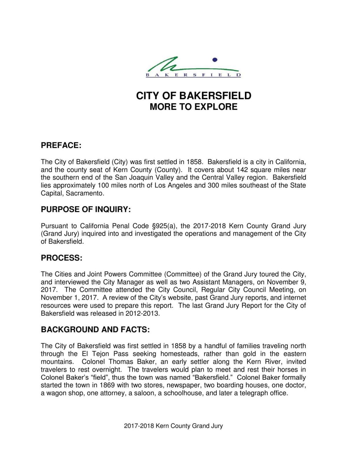 Grand jury report on the City of Bakersfield