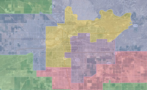 Detailed maps of new Kern County Supervisor s boundaries now