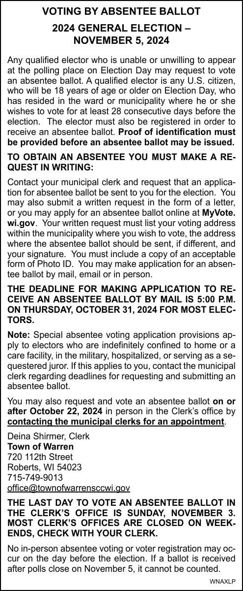 VOTING BY ABSENTEE BALLOT 2024 GENERAL ELECTION – NOVEMBER 5, 2024 ...