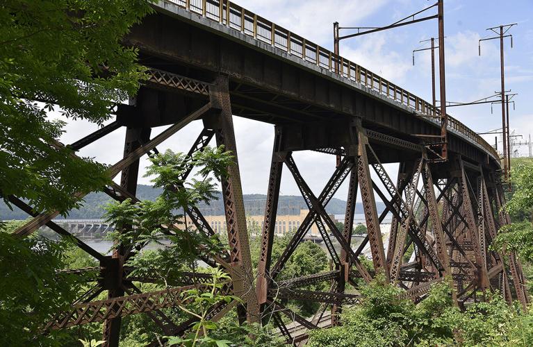 Safe Harbor railroad trestle with river view