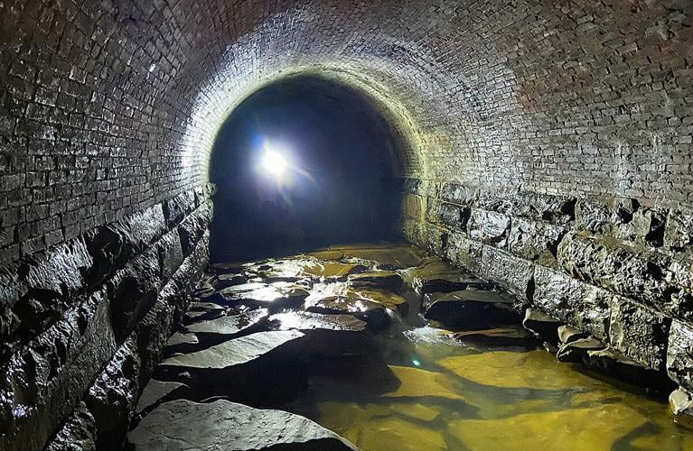 Tunnel with underground stream