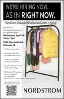 Nordstrom Dubuque Distribution Center is hiring!